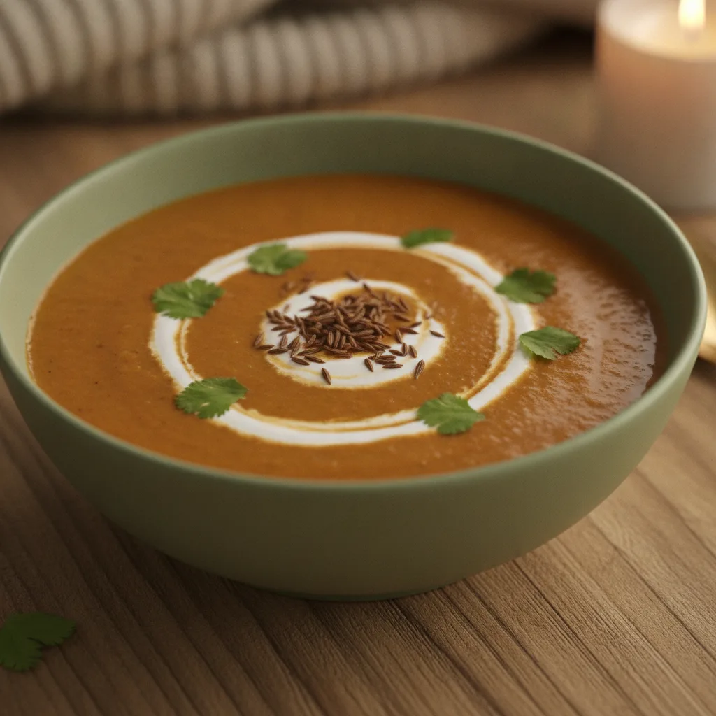 Creamy lentil soup in a bowl