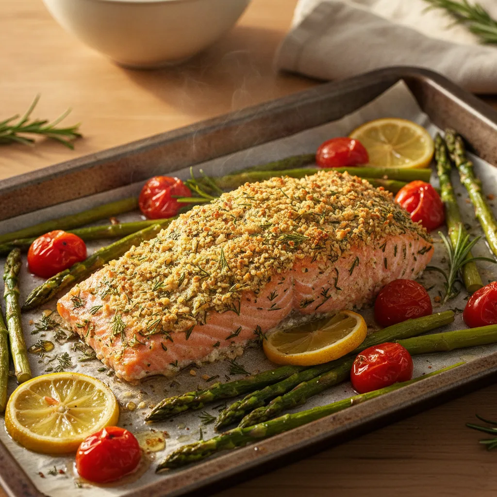 Herb-baked salmon with greens